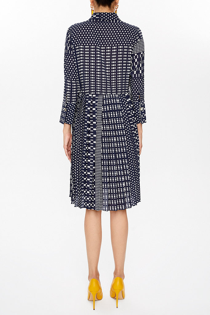 Navy Blue Pleated mini dress 92649