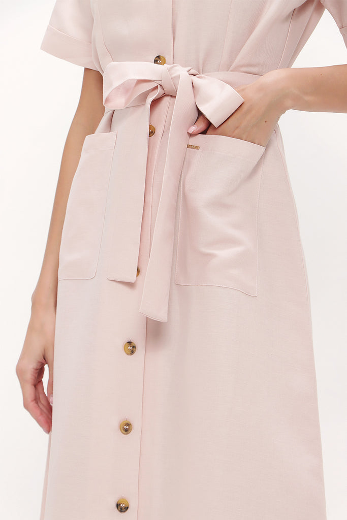 Salmon Short sleeve midi dress 92852