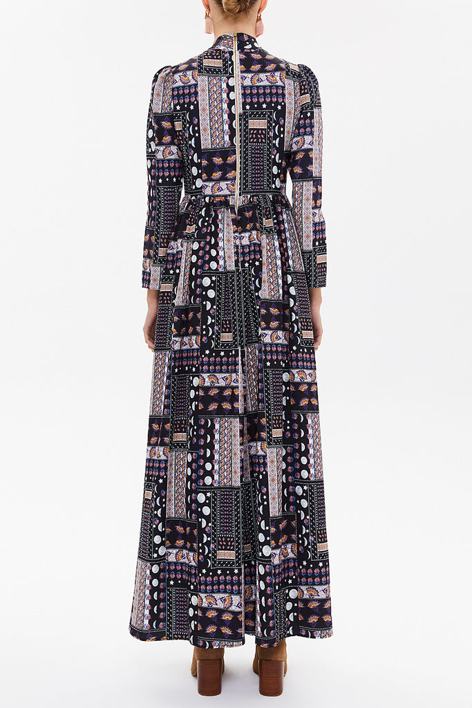 Pink Tie-neck maxi dress 92188