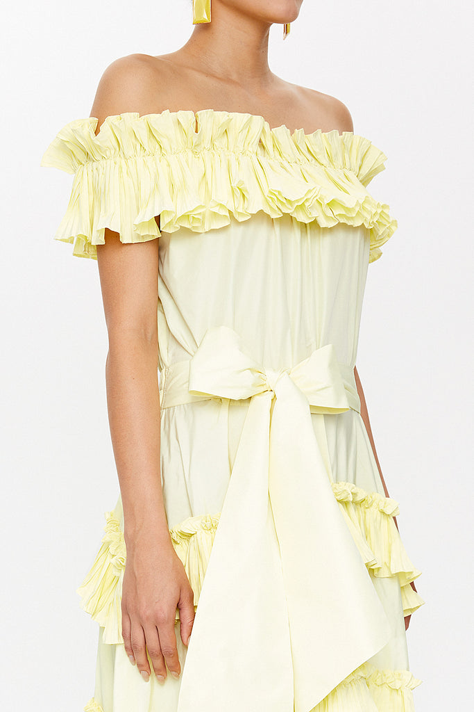 Yellow Off shoulder maxi dress 93127