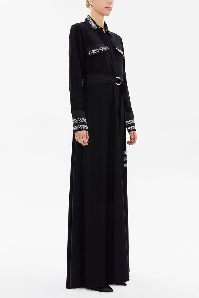 Black White Waistband, pocket maxi dress 92588