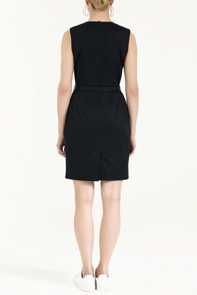 Kemerli Kolsuz Elbise Lacivert 91194