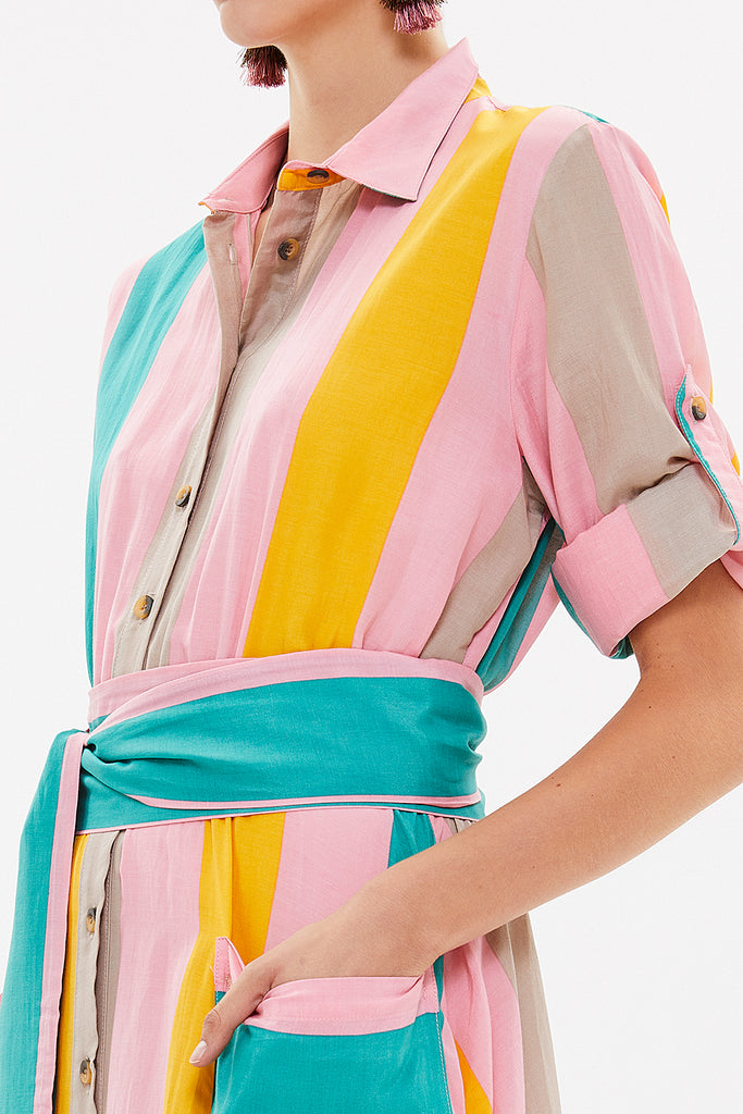 Beige Pocket and elastic maxi dress92878