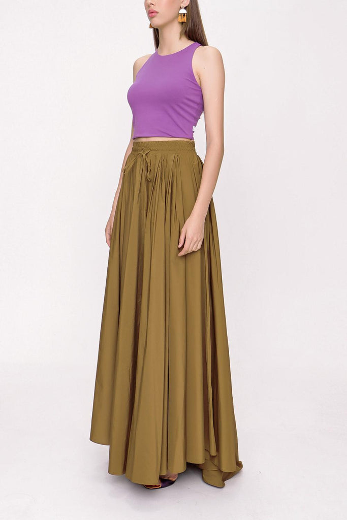 Olive Pleated maxi skirt 81206