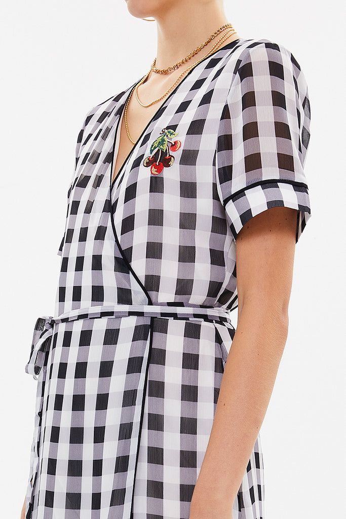 Plaid Wrap-over midi dress 92828