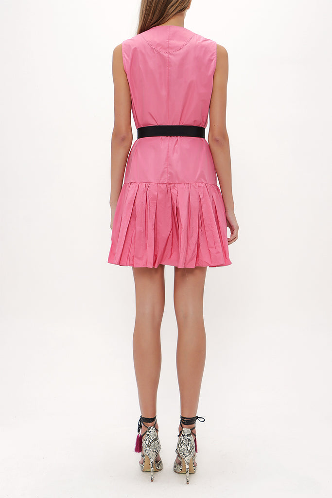 Pink Pleated sleeveless mini dress 92703