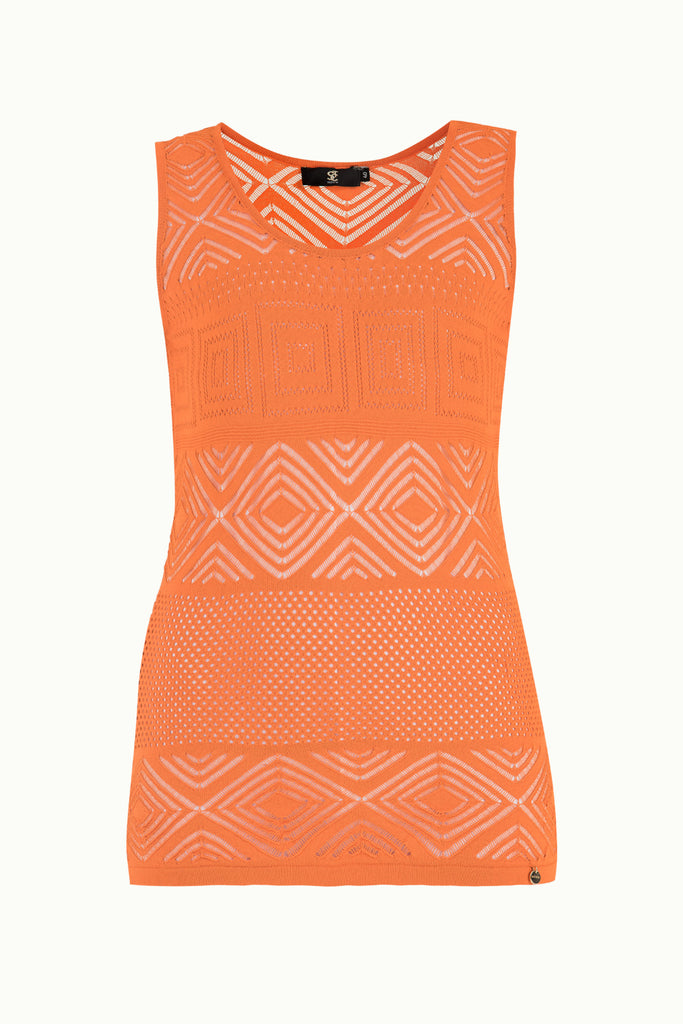 Orange Hole woven  sleeveless tricot  blouse  28649