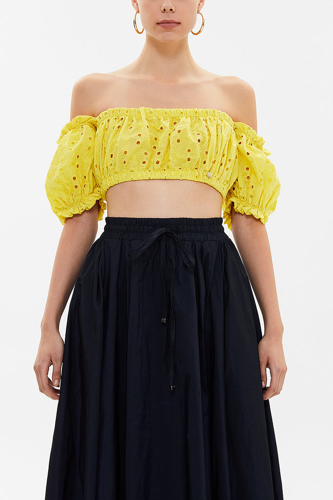 Yellow Brode  short blouse  19758