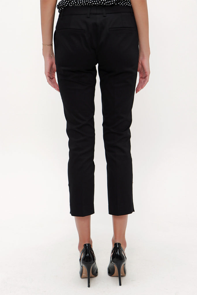 Black Low- cut  and straight cut pants 41304