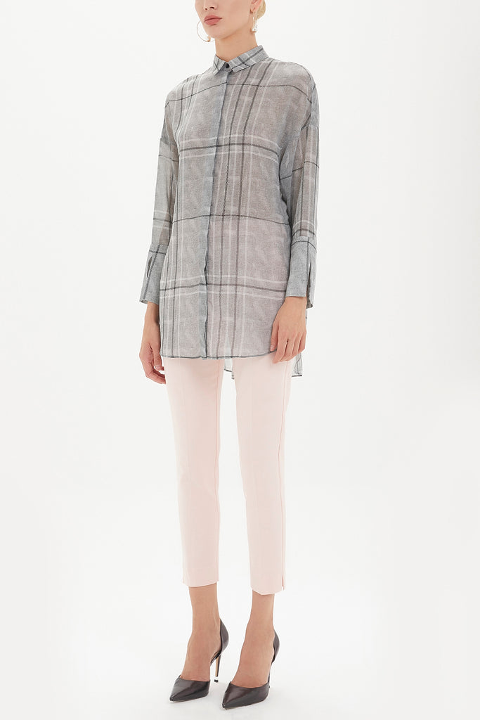 Gray Side slit wide cut shirt  10686