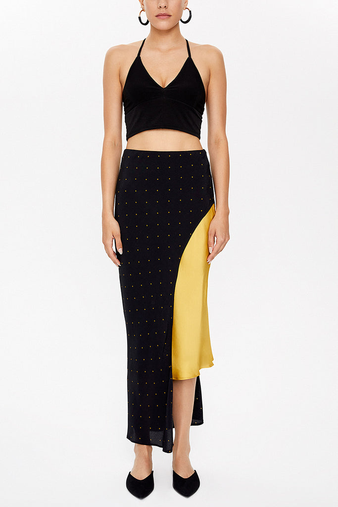 Black Mustard Asymmetric  cut slim skirt  81128