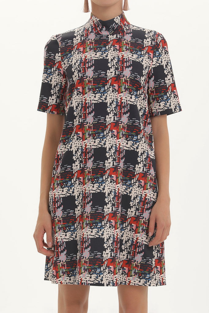 Patterned Wide cut mini dress 92165