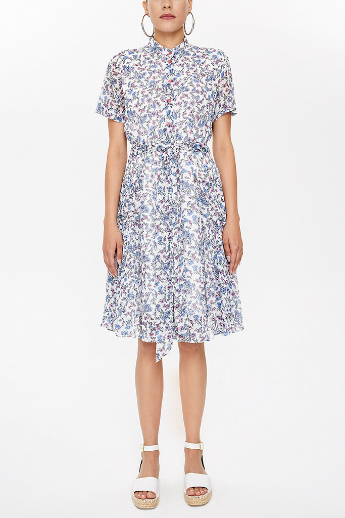 Blue Short sleeve chiffon midi dress 92782