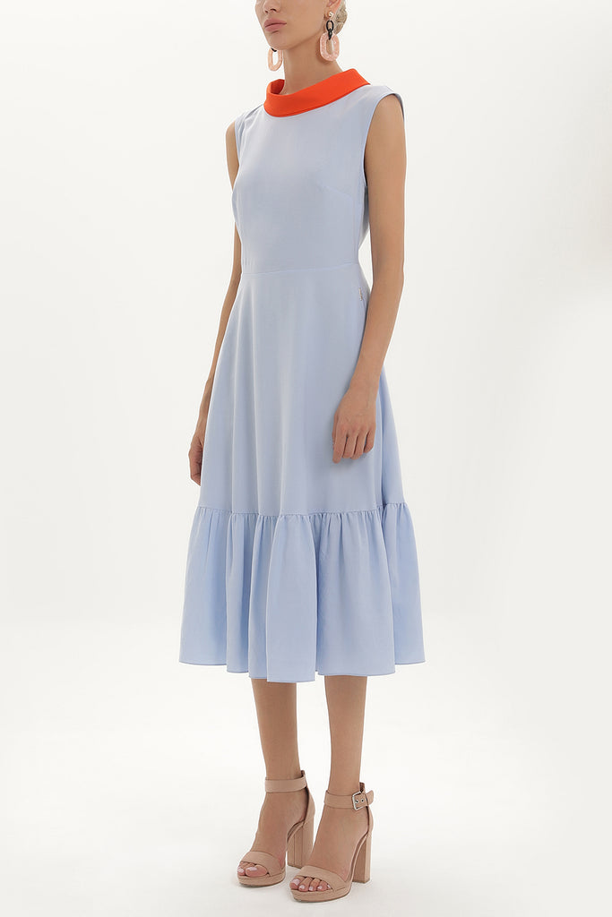 Blue Contrast colour midi dress 92422