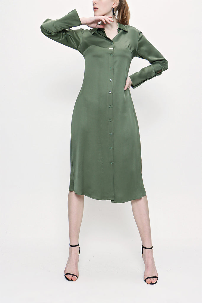 Khaki Shirt  dress 93765