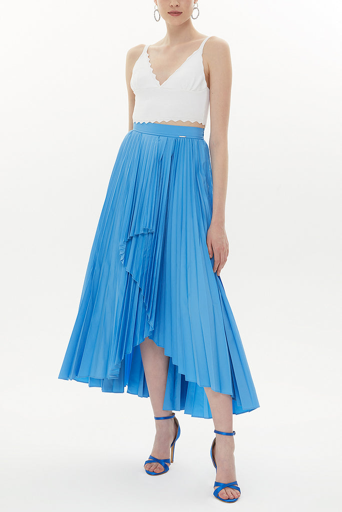 Blue Pleated maxi skirt 81162