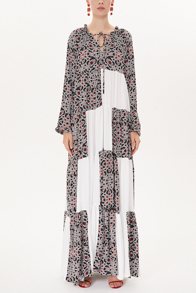 Patterned Pleated wide cut dress 93473