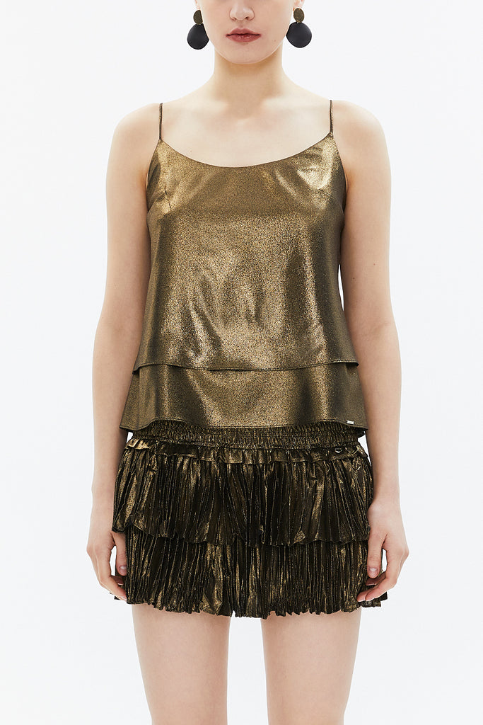 Gold Spaghetti straps godet blouse 19820