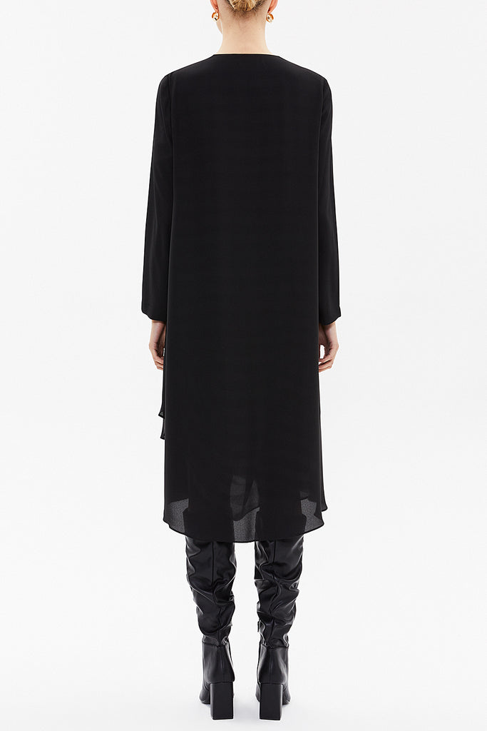 Black Asymmetric, chiffon midi dress 92549