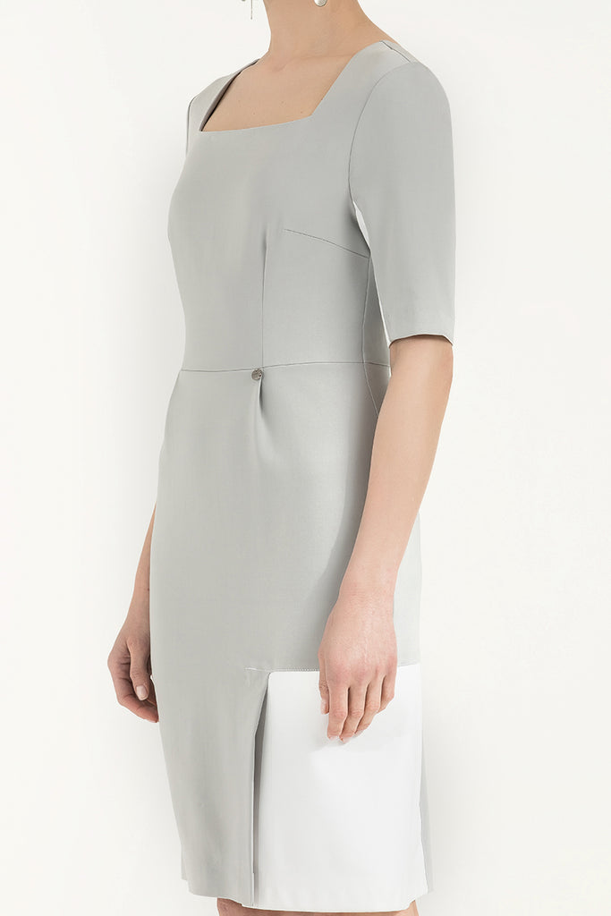 Suni Deri Mixli Dar Kesim Mini Elbise 91980