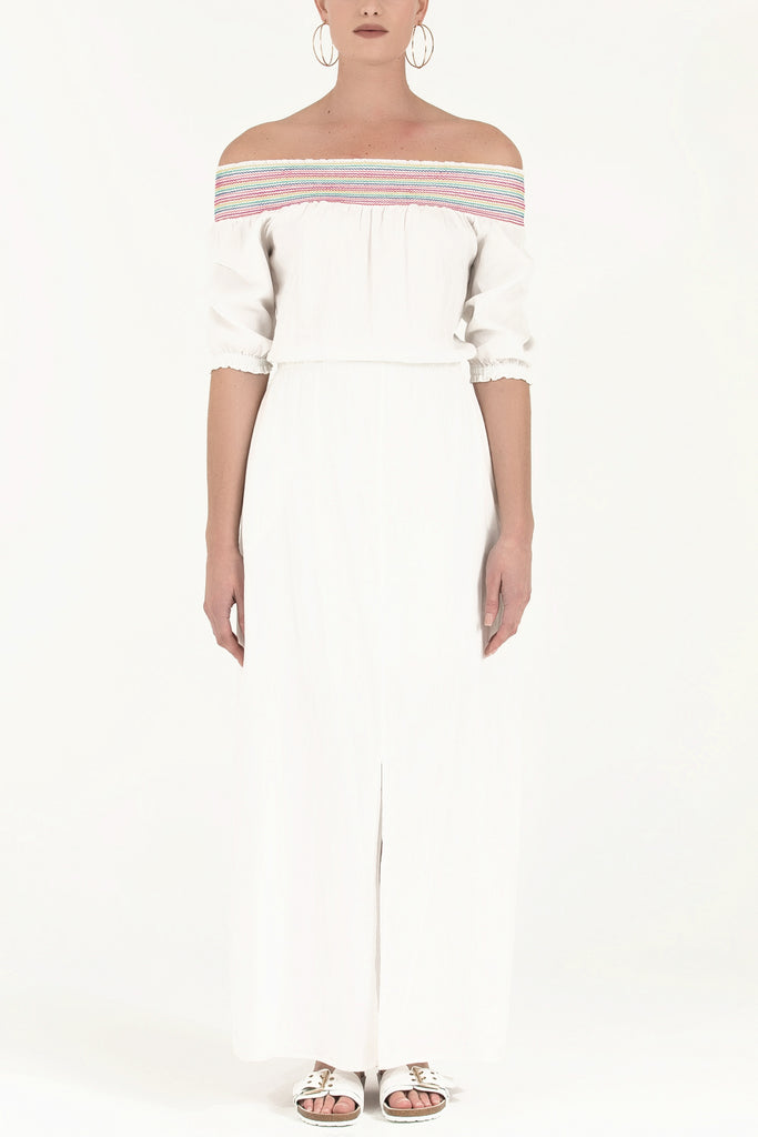 Ecru Elastic, cotton maxi dress 91727