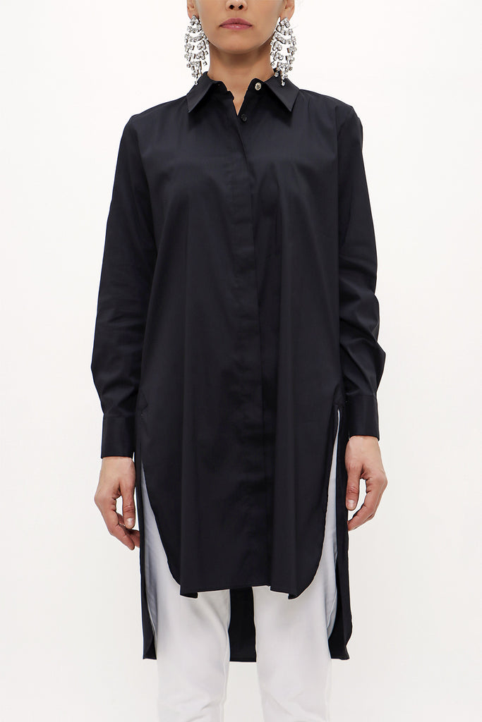 Black Wide cut long sleeve shirt 10733