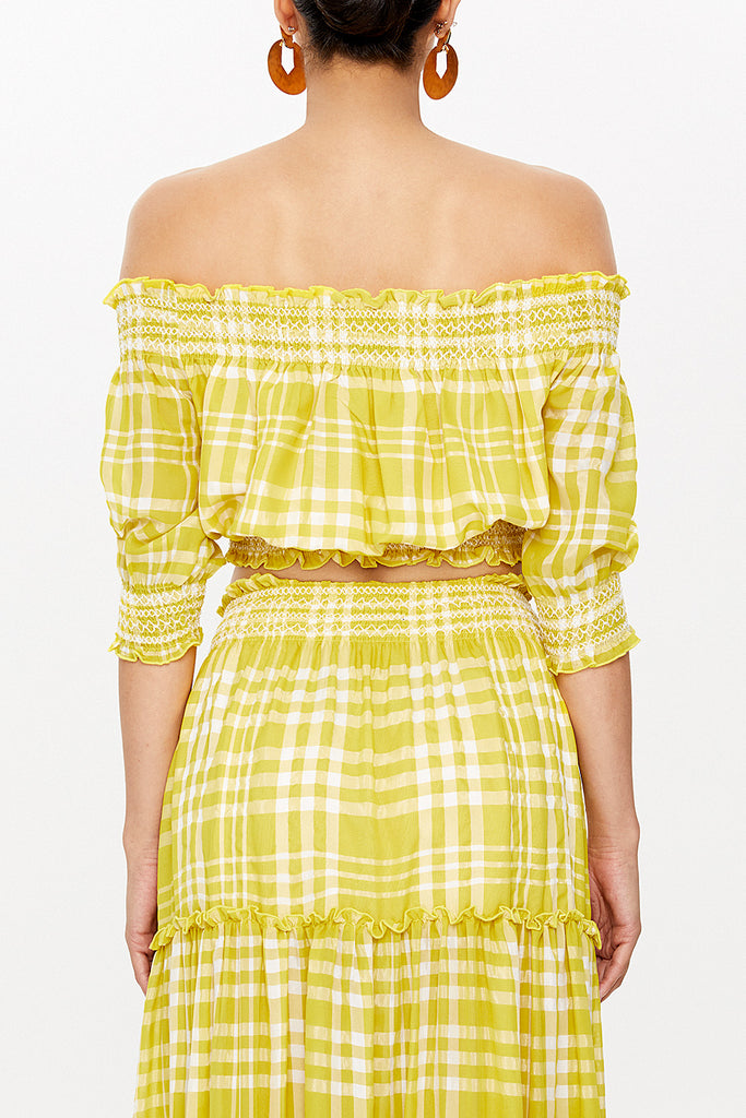 Acid Yellow Elastic short sleeve blouse  19803