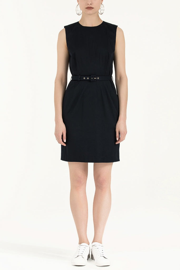 Kemerli Kolsuz Elbise Lacivert 91194