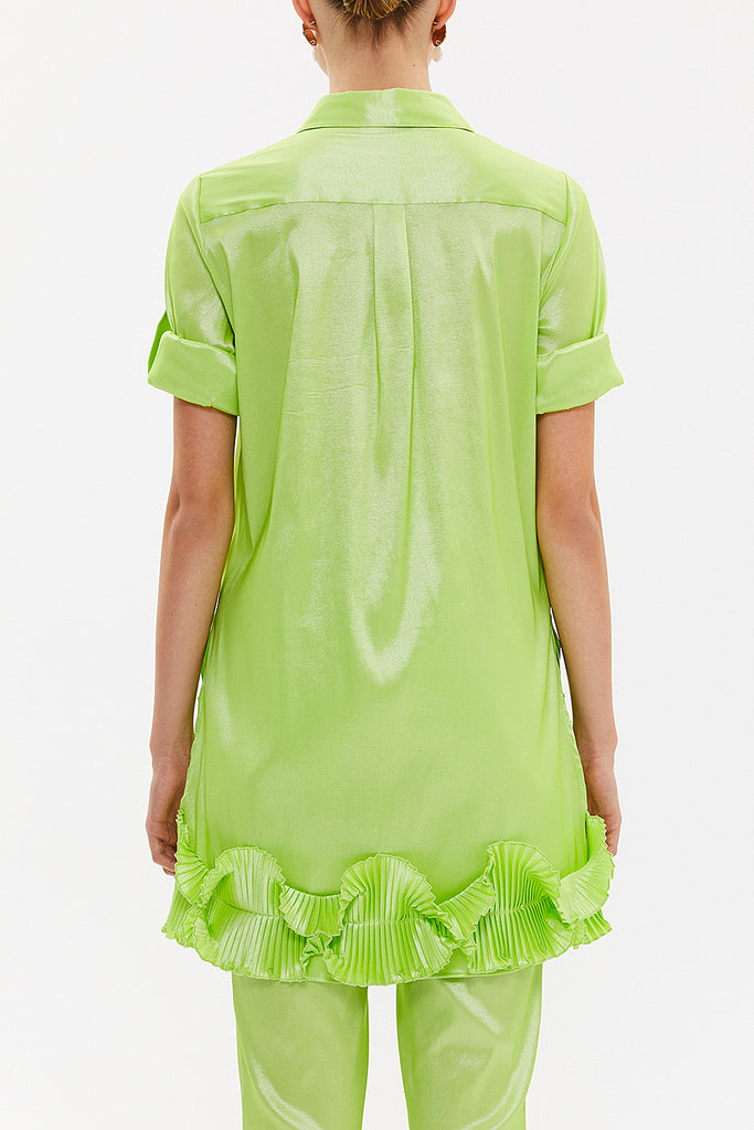 Green Pleated shirt 10735