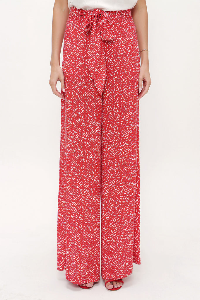 Red Patterned wide cut Pants viscose Pants 41250