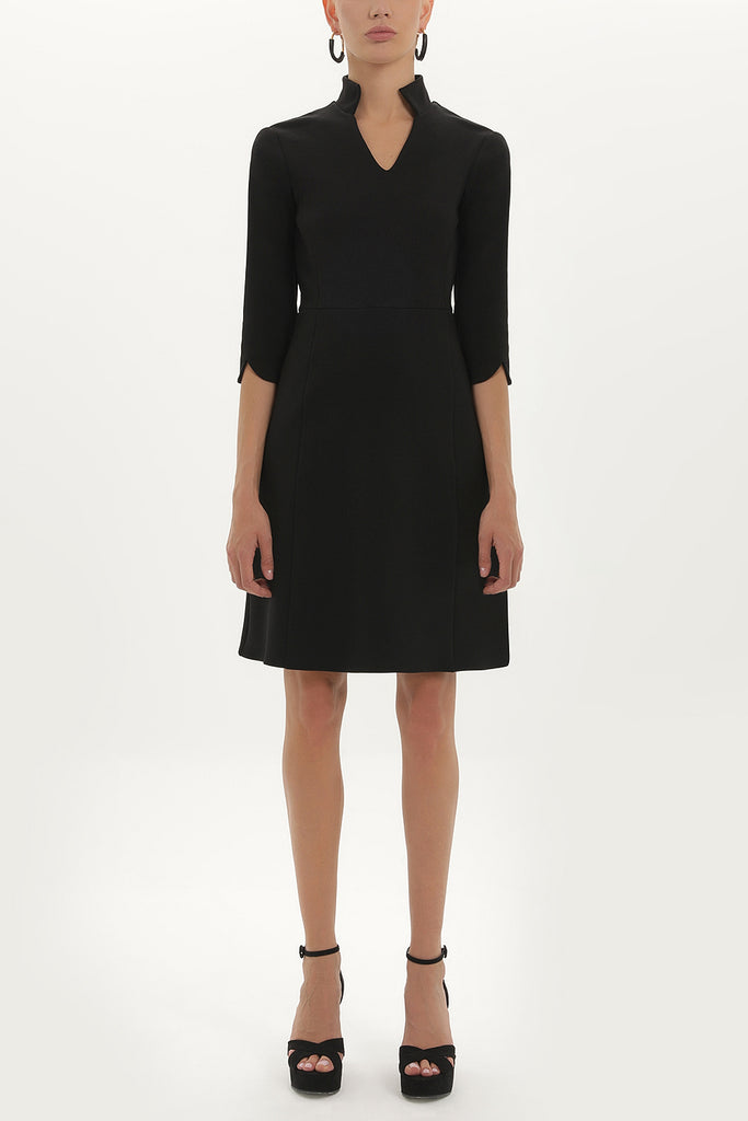 Black V-neck, elastic mini dress 91903