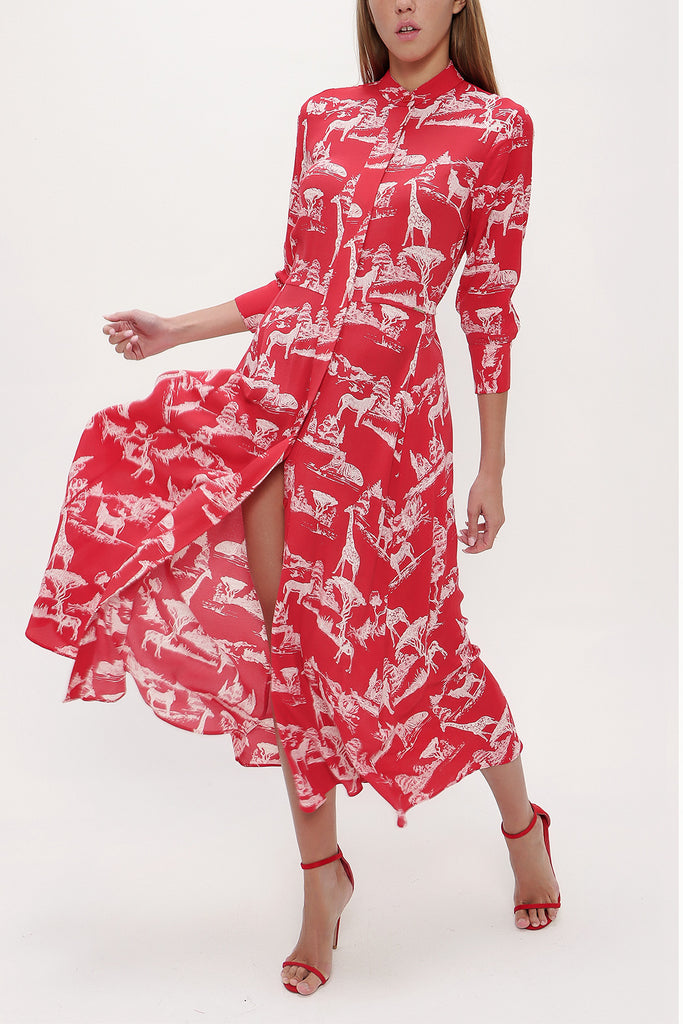 Coral Elastic waist midi dress 92957