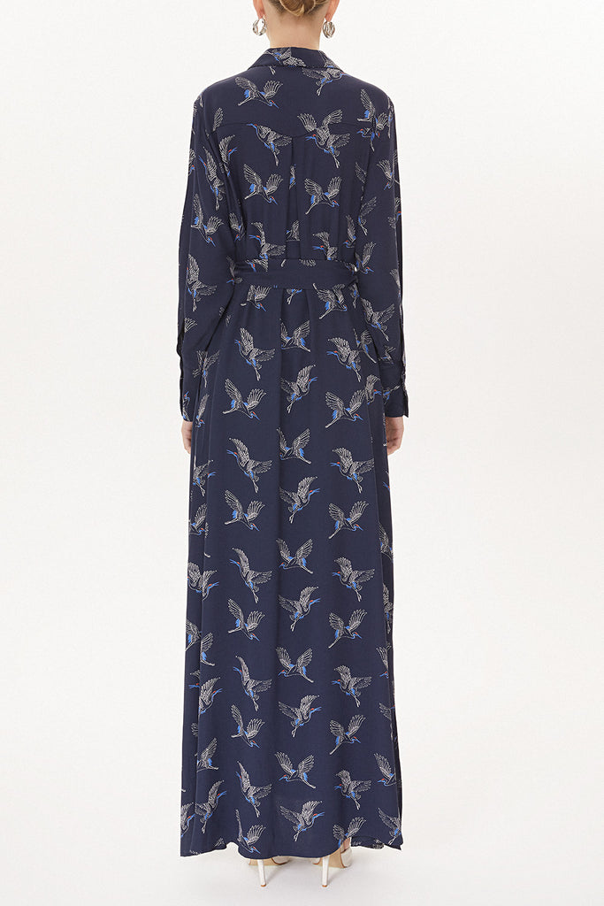 Navy Blue Printed maxi dress 92567