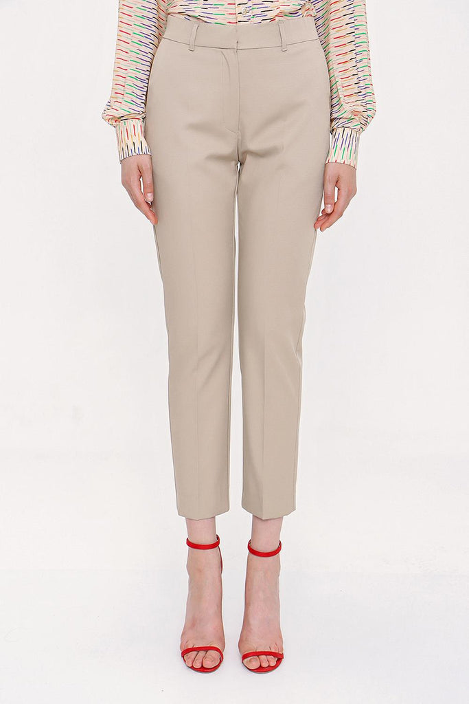 Beige Elastic waist tube leg pants 41373