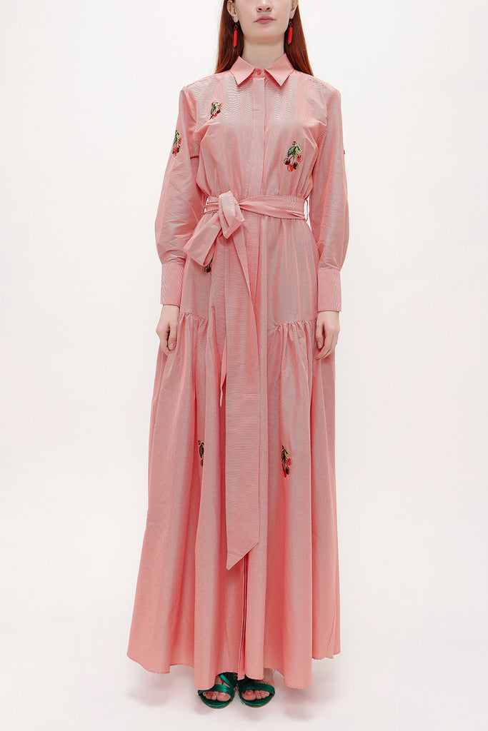 Red Embroidered maxi  dress 92866