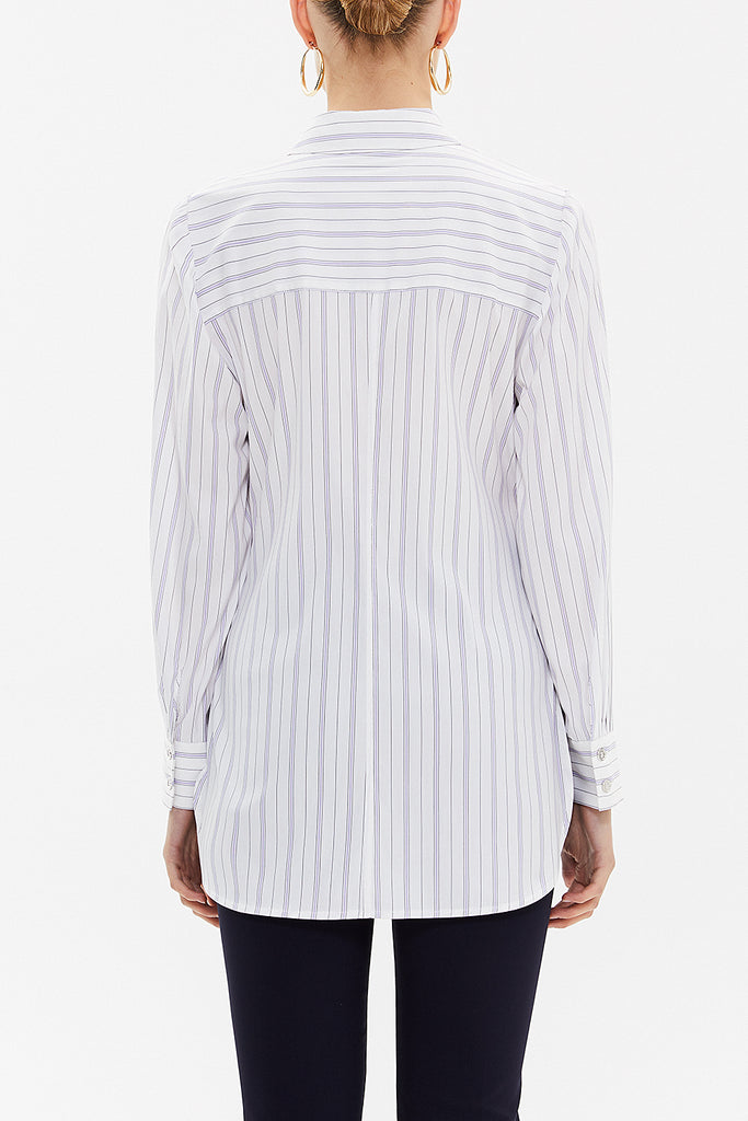 Purple Lacu up wide cut poplin shirt 10723