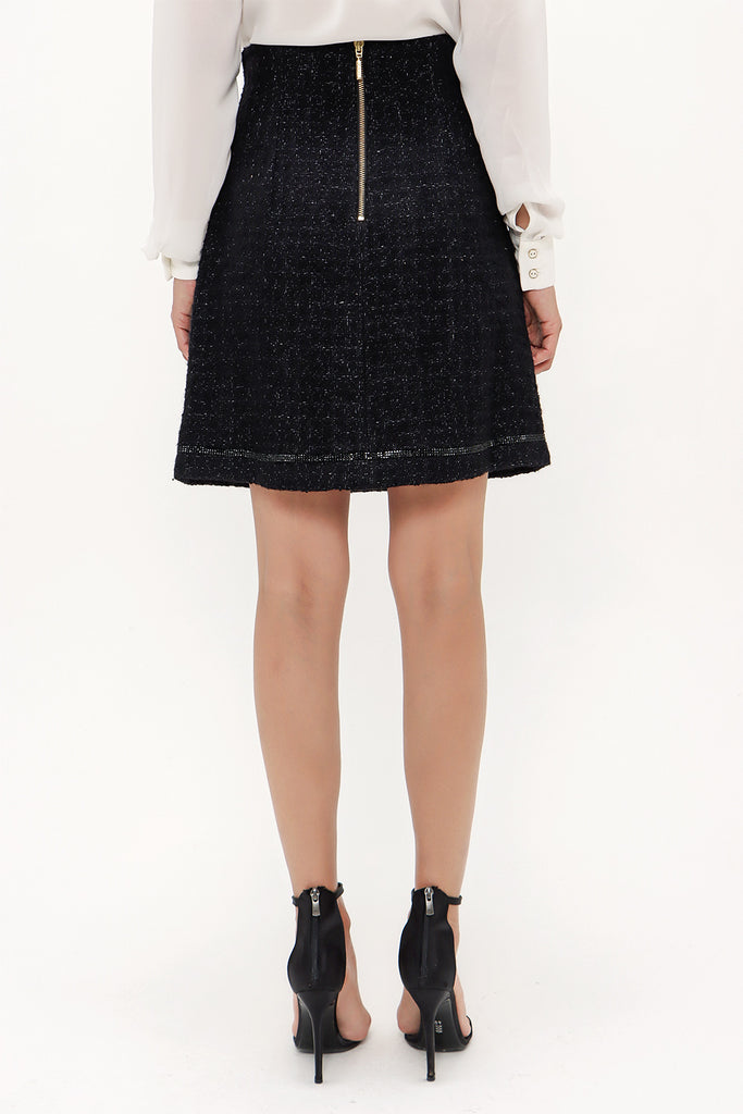 Black High waist skirt with gem-embellished skirt 80870