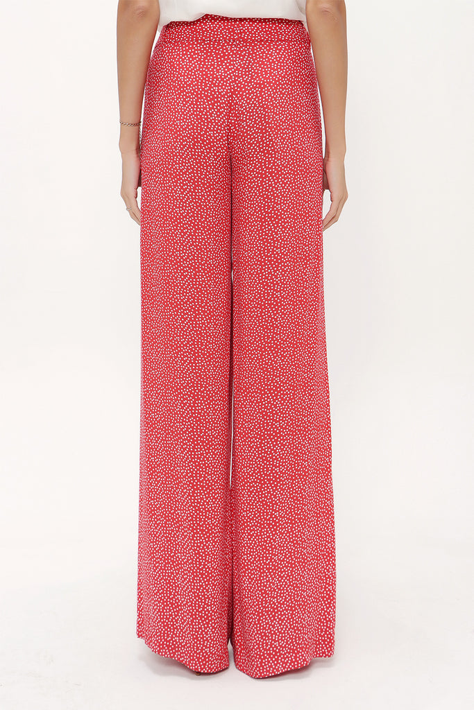 Red Patterned wide cut Pants viscose Pants 41250