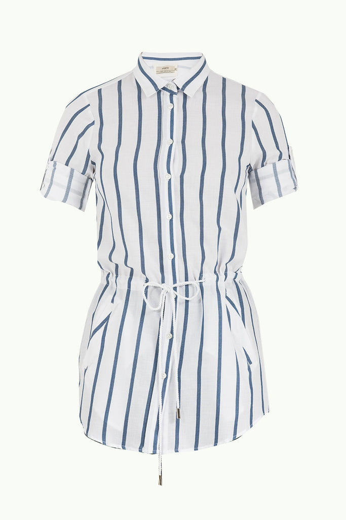 White Tied and buttoned, striped cotton shirt 10663