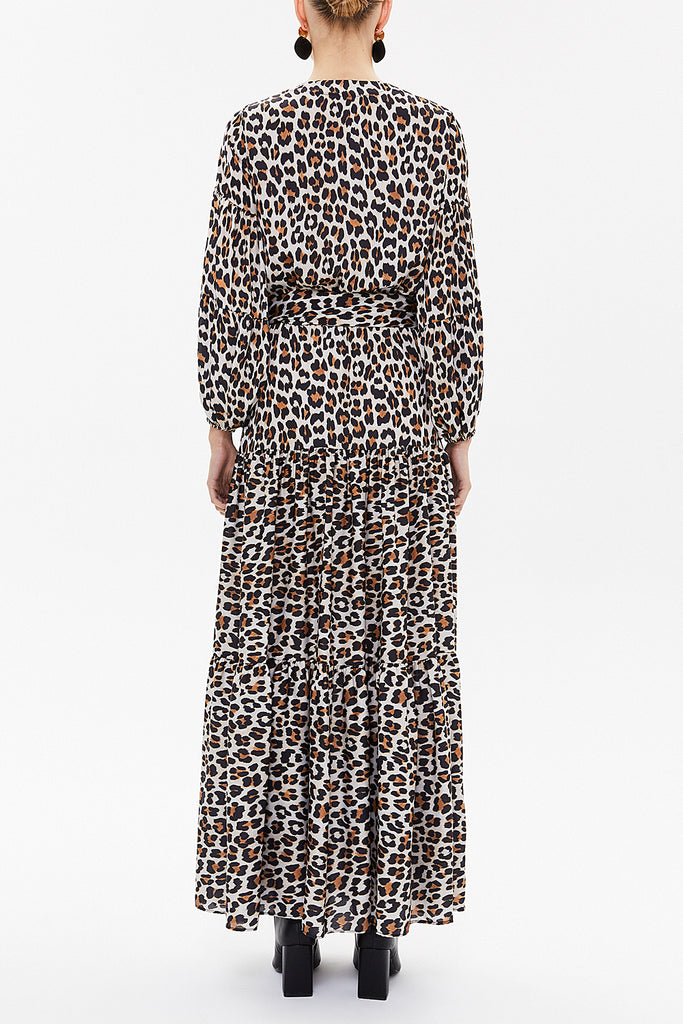 Pars Ruffled sleeve, belted maxi dress 92633