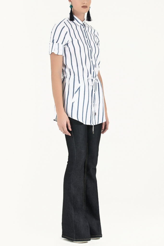 White Tied and buttoned, striped cotton shirt 10663