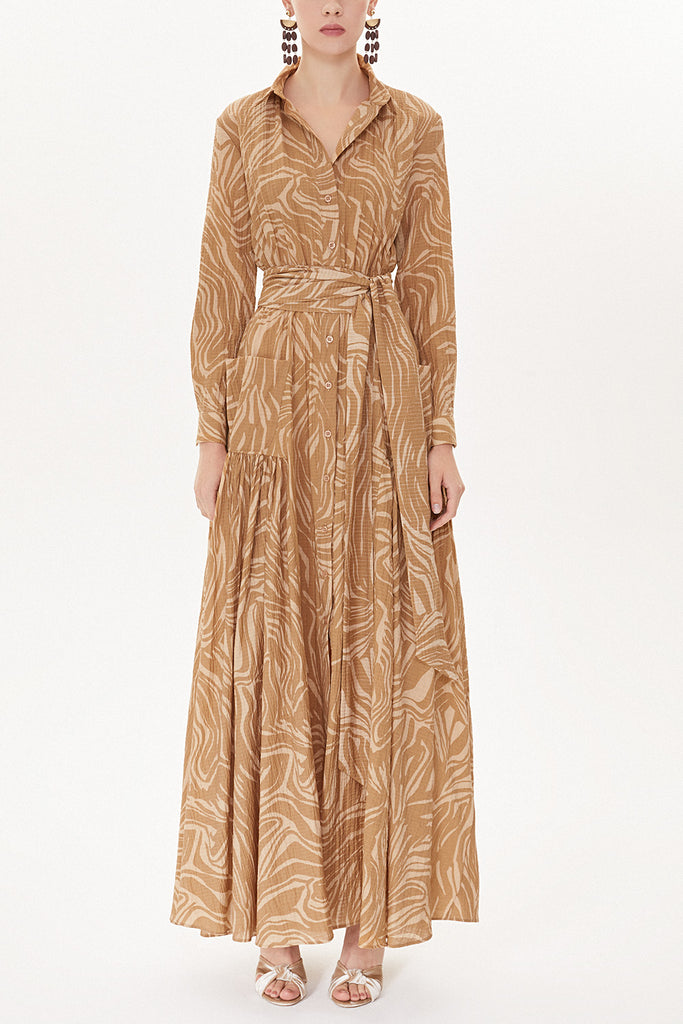 Brown Pleated maxi dress  93723