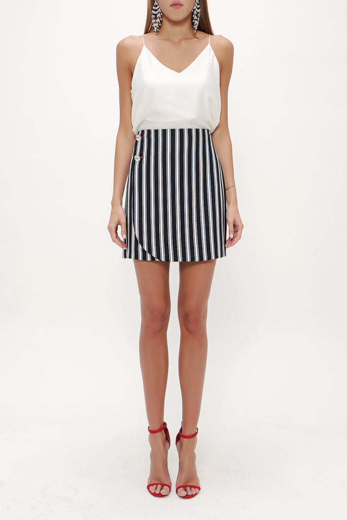 Black Striped linen mini dress 80886