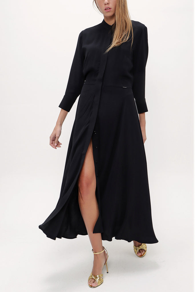 Black Elastic waist midi dress 92957