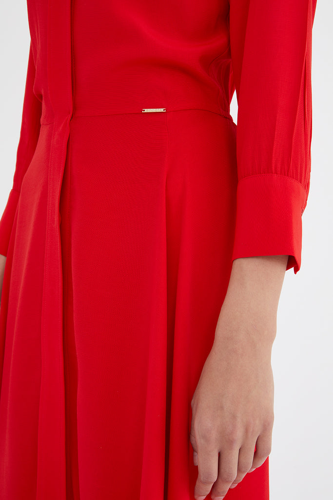 Red Elastic waist midi dress 92957
