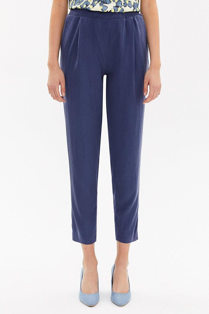 Blue Elastic wide cut pants 41341