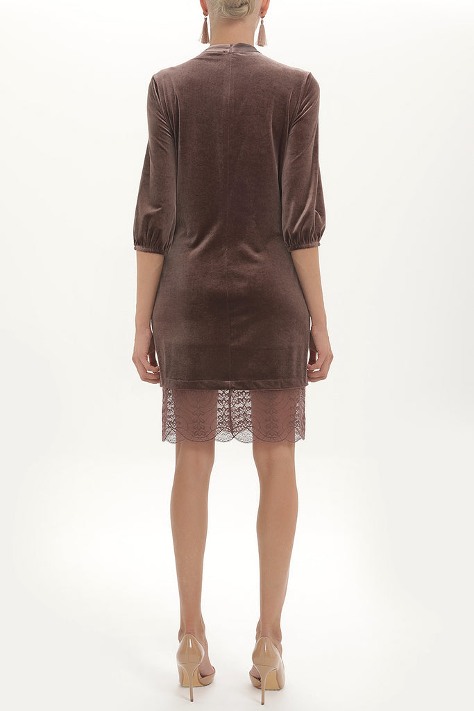 Salmon Embroidered velvet mini dress 92140