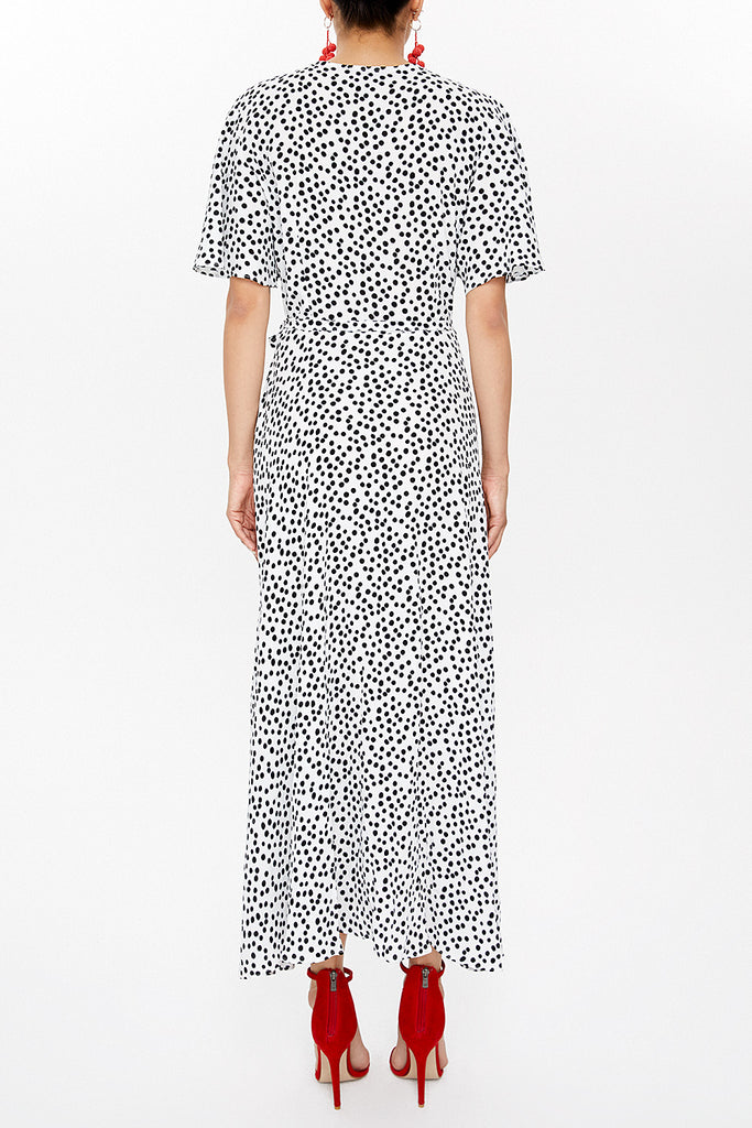 Spotted V-neck wrap-over maxi dress 93207