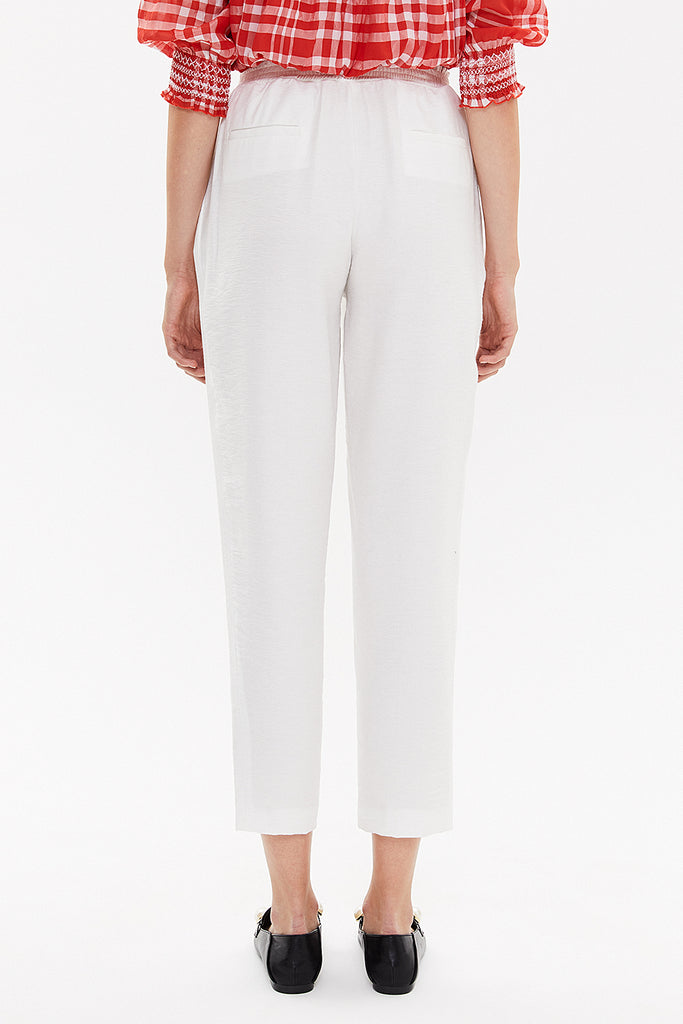 White Elastic wide cut pants 41341