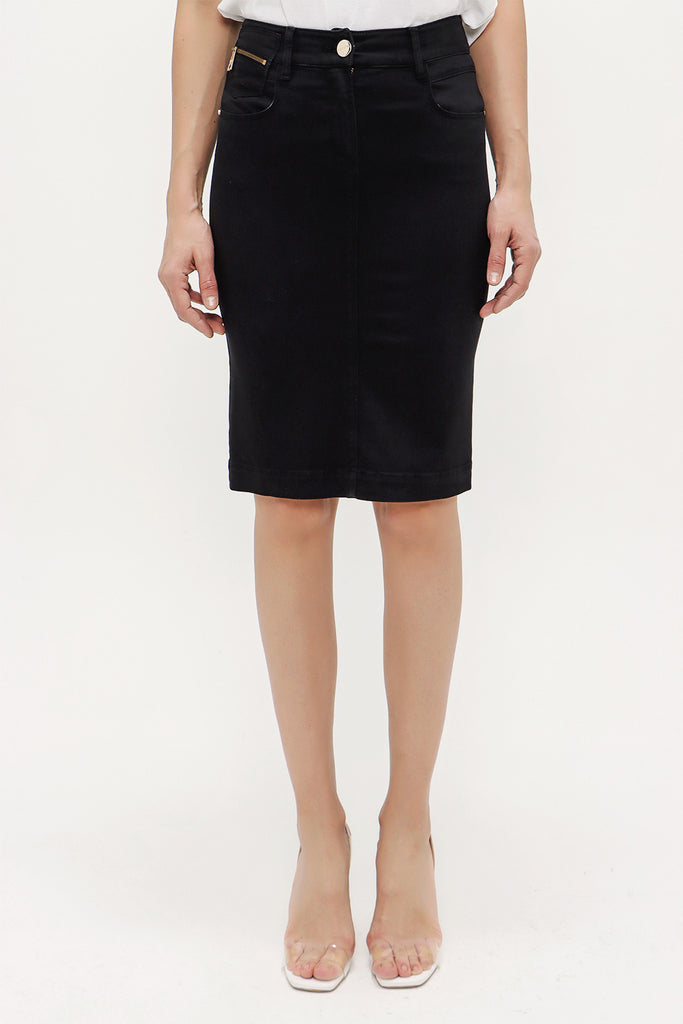 Black Slim fit cotton skirt 80382